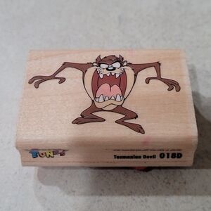 Tasmanian Devil Looney Tunes Wooden Rubber Stamp 1996